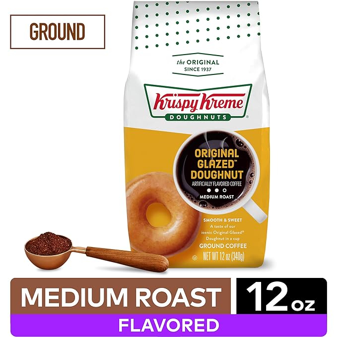 Krispy Kreme Doughnuts Original Glazed Donut Ground Coffee, Bagged 12oz (Pack of 2)
