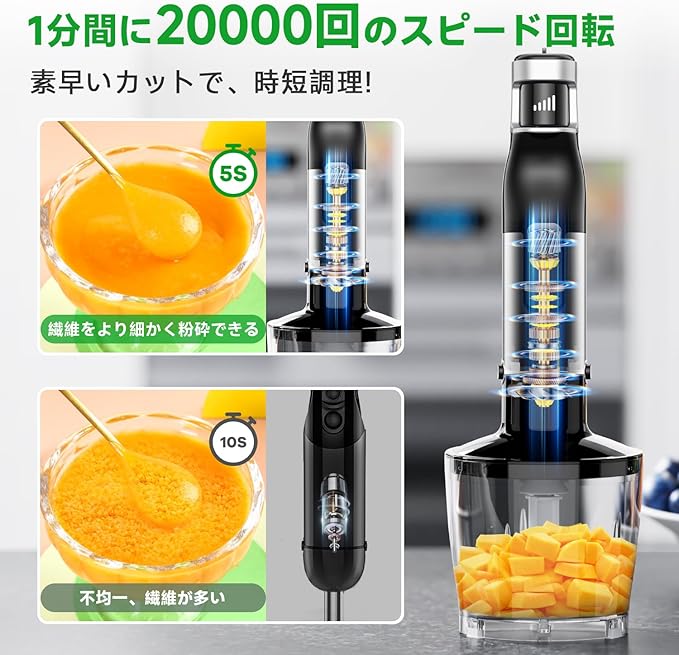 Immersion Handheld Blender 1100W Corded Hand Blender Trigger Variable Speed 5 in 1 Stick Blender
