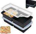 Silicone Freezer Trays with Lid,2-cup Soup Freezer Container large Ice Cube Molds with Reinforced Steel Ring Top for freezing Soup Sauce Broth Leftovers oven Dishwasher -Safe (black)