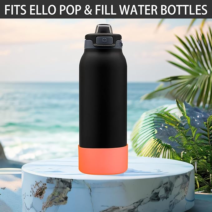 2 PCS Silicone Bottom for Ello Pop 32 OZ Water Bottle, Water Boot for Ello Pop,Avoid Scratches and Noise (Orange, 320z)