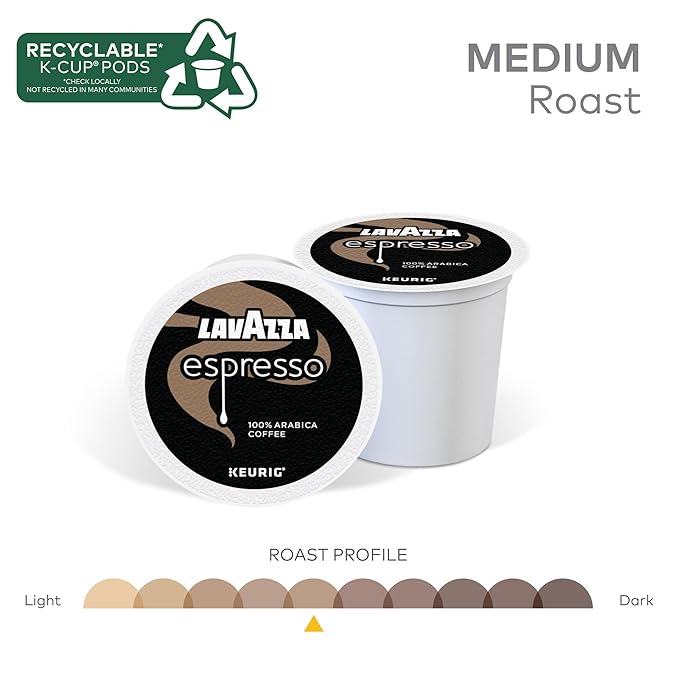 Lavazza Espresso, Single-Serve Keurig K-Cup Pods, Medium Roast Coffee, 32-Count Box