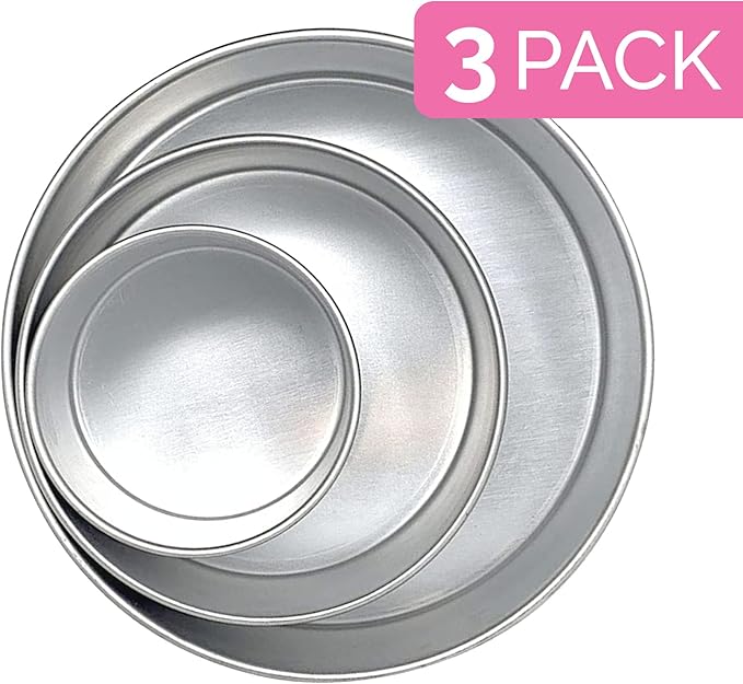 Aunt Shannon's Kitchen Tall Round Cake Pans - 4-inch, 6-inch, 8-inch Cake Pan Set for 3-Tiered Cake - Aluminum Cake Pans Sets for Baking Wedding or Birthday Cakes and More