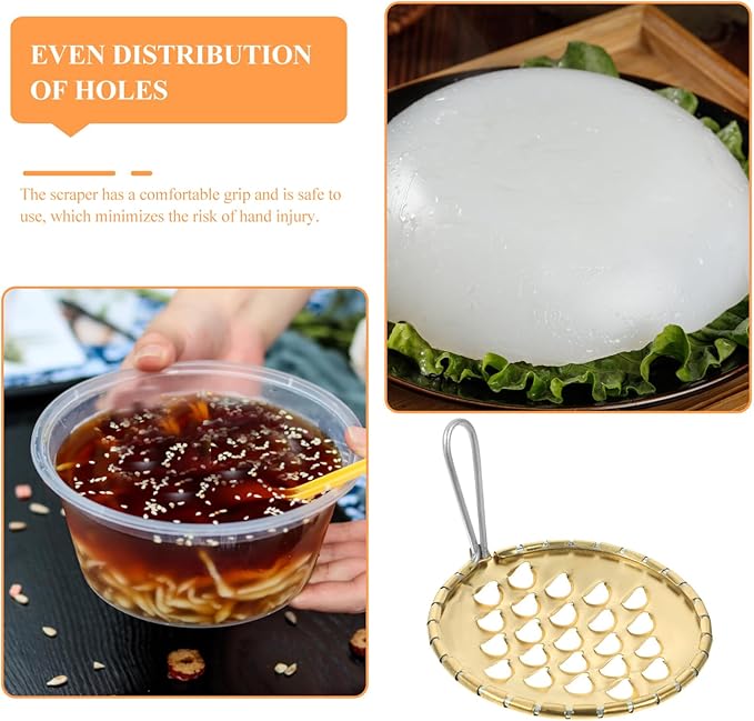 Tofficu Stainless Steel Cold Noodle Scraper - bean jelly scraping tool, Kitchen Gadget for Jelly and Liang Pi, Cheese Butter Grater Zester
