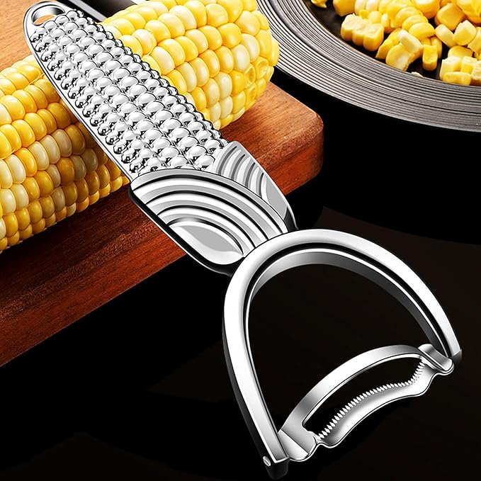 Maxjoy Corn Peeler & Cob Stripper Tool - Stainless Steel Kernel Remover for Corn on the Cob