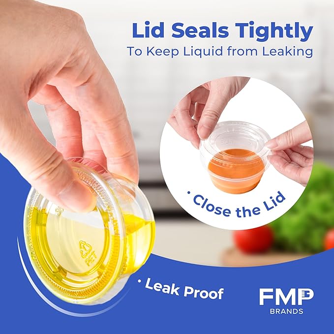 Fit Meal Prep 1250 Pack 4 oz Jello Shot Cups with Lids, Disposable Souffle Portion Cups for Sauce