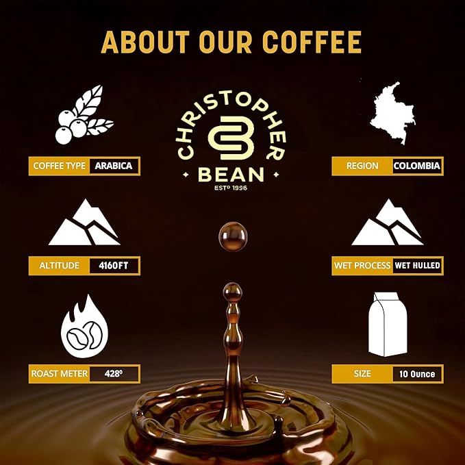 Christopher Bean Coffee - Certified Kosher - Decaf Ground Universal Drip Toasted Island Coconut Flavored Coffee| Flavored Coffee with Medium Roast 100% Arabica, No Sugar, No Fats, Non-GMO | 10-Ounce
