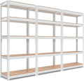 HOMEDANT 5 Tier Laminated White Boltless Metal Shelving Unit Adjustable Garage Storage Utility Rack Heavy Duty Shelves Organization Multipurpose Shelf Warehouse Pantry 28" W x 12.3" D x 59.5" H 3Pack