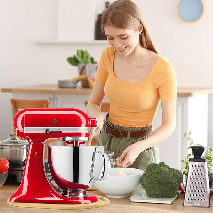 Mixer Slider Compatible with Kitchen aid Bowl Lift 5-8 Qt Stand Mixer - Kitchen Countertop Storage Mover Sliding Caddy for Kitchen Aid 5-8 Qt Mixer (5.5-8 Qt with handle-Natural)