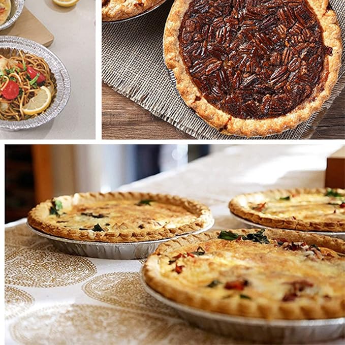 9" Pie Pans (10pack) - Disposable Aluminum Foil Pie Tins,Heavy-duty, Baking Tin Plates, Standard Size