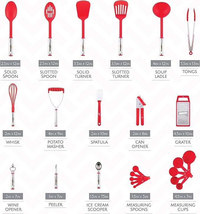 Kitchen Utensils Set, Cooking Utensil Set Kitchen Gadgets, Pots and Pans set Nonstick and Heat Resistant, 24 Pcs Nylon and Stainless Steel, Spatula Set, Apartment Essentials Kitchen Cookware Sets