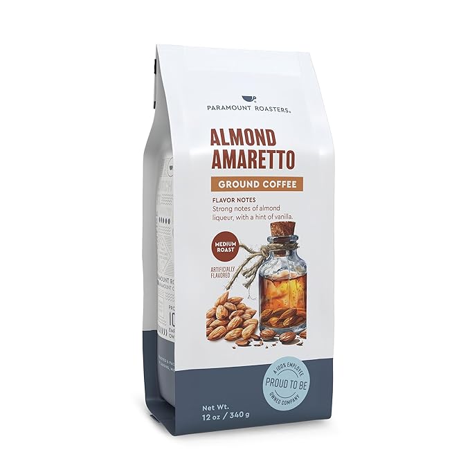 Almond Amaretto Flavored Ground Coffee, 1-12oz Medium Roast