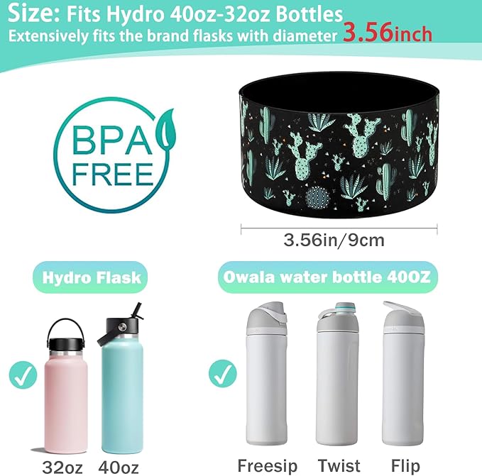 WK IEASON Protective Silicone Base Cover Boot for Hydro Flask Wide Mouth, Anti-Slip Silicone Sleeve Bottom Bumper As Hydro Flask Water Bottle Accessories-3.56inch Bottom Diameter