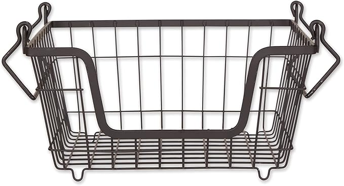 DII Metal Wire Mesh Stackable Utility Storage Bin, Small, 11x11x6, Black