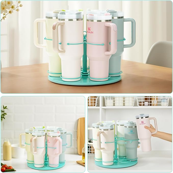 Upgraded Water Bottle Organizer for Stanley 40 oz/30 oz/20 oz,Rotating Stanley Cup Organizer Holder,Tumbler Holder Organizer, Easy to Install Kitchen Organizers and Storage for Stanley Cup Accessories
