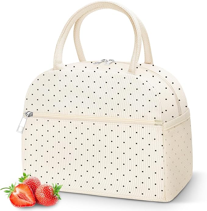 DALINDA Corduroy Lunch Bag Lunch Box for Women Men,Cute Insulated Lunch Bags,Water-Resistant Cute Cooler Lunch Tote Bag, Reusable LunchBox Large Capacity for Work Travel Picnic