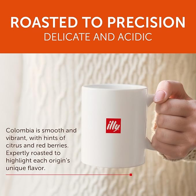 Illy Coffee K Cups - Pods For Keurig Machines – Colombia Medium Roast – Notes of Fruit - Bold, Flavorful & Full-Bodied Flavor - No Preservatives – 10 Count, 6 Pack