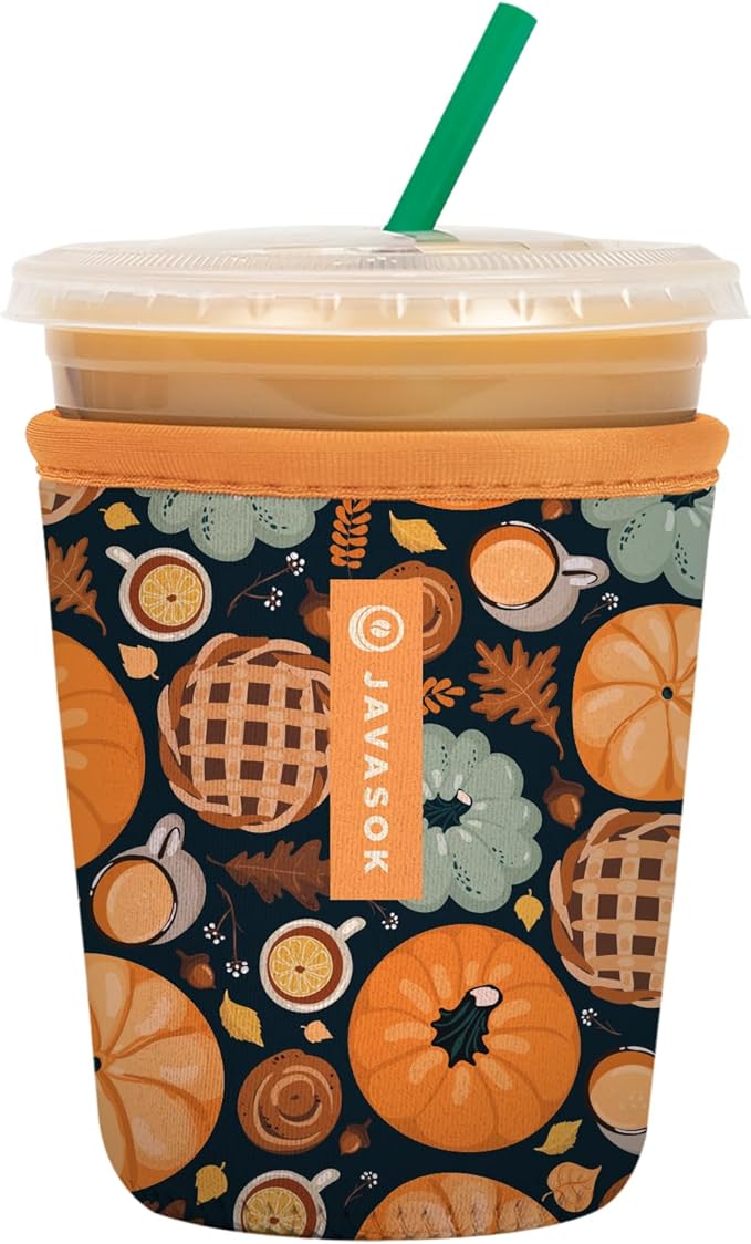 Sok It JavaSok Iced Coffee & Cold Soda Insulated Neoprene Cup Sleeve (Give Thanks, Small: 16-20oz)