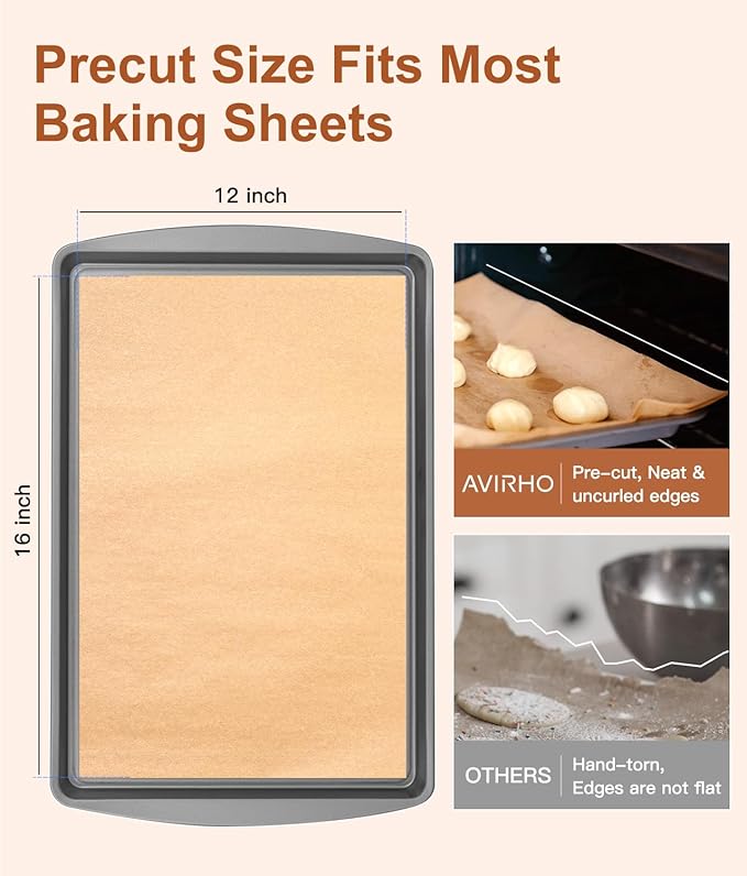 300 Pcs Unbleached Parchment Paper Sheets, 12x16 Inch Precut Baking Paper for Baking Sheet, Non-Stick Parchment Paper for Baking, Oven, Air Fryer, Grilling, Steaming, Cookies, Bread, Cake