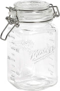 Mason Craft & More Airtight Kitchen Food Storage Clear Glass Clamp Jars, 50 Ounce (1.5 Liter) Medium Clamp Jar