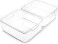 BINO | Plastic Storage Bins, Medium - 2 Pack | THE LUCID COLLECTION | Multi-Use Built-In Handles | BPA-Free | Clear Storage Containers | Fridge Organizer | Pantry & Home Organization