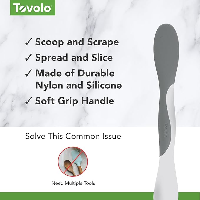Tovolo Tool for Kitchen Meal Prep to Scoop Spread Slice and Scrape,White/Gray
