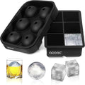 Ice Cube Tray, Large Square Ice Tray and Sphere Ice Ball Maker with Lid for Whiskey and Homemade, Reusable,Easy Demold (Silicone Ice Cube Molds Set of 2)