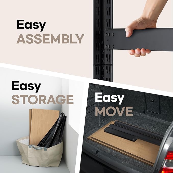 HOMEDANT House Black 5-Tier Laminated Metal Shelving Unit Adjustable Storage Utility Rack Heavy Duty Shelves Organization Shelf Kitchen Garage Pantry Closet 1Pack