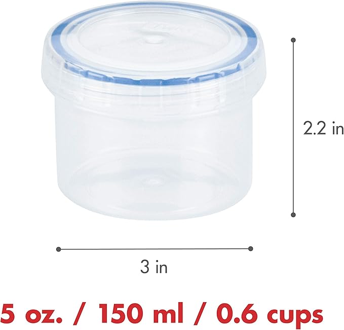 LocknLock Easy Essentials Twist Food Storage lids/Airtight containers, BPA Free, Short - 5 oz - for Candies, Clear