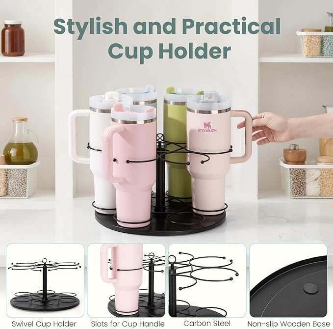 Upgraded Water Bottle Organizer for Stanley 40 oz/30 oz/20 oz,Rotating Stanley Cup Organizer Holder,Tumbler Holder Organizer, Easy to Install Kitchen Organizers and Storage for Stanley Cup Accessories