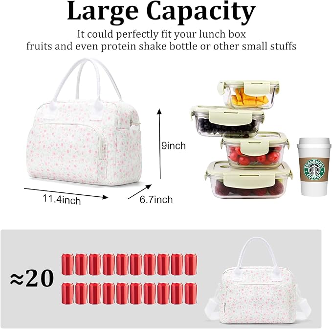 Insulated Lunch Bag for Women Men Large Reusable Lunch Box Adult Leakproof Portable Cooler Tote Bags for Work Picnic