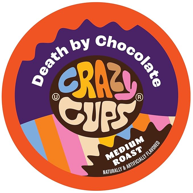 Crazy Cups Flavored Coffee for Keurig K-Cup Machines, Death By Chocolate, Hot or Iced Coffee, 80 Single Serve, Recyclable Pods(Pack of 1)