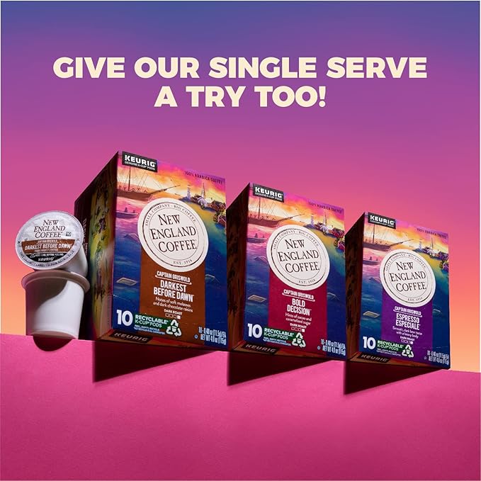 New England Coffee Bold Decision Dark Roast Ground Coffee, 10oz Bag (Pack of 6)
