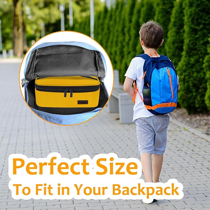 Gloppie Mini Lunch Box Small Kids Lunch Bag Compact LunchBox Bag, CPC Certified | Child-Safe Materials, Insulated LunchBag Reusable Sandwich Containers Snack Box, Yellow