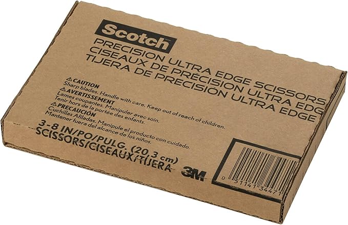 Scotch Brand Precision Ultra Edge Scissors, Left- or Right-Handed, 8 Inch, 3-Pack