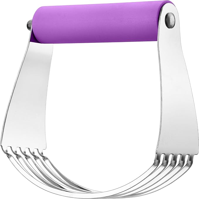 Spring Chef Large Dough Blender For Baking, Stainless Steel Puff Pastry Cutter Tool with Soft Grip Handle, Dishwasher Safe Dough Cutter Tool, Manual Pastry Blender for Easy Mixing - Orchid
