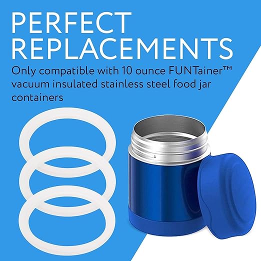 Impresa Silicone Gasket Replacement Kit - Thermos Rubber Seal Replacement - Leak-Proof Vacuum Seal Jar - Compatible with Thermos 10 oz Food Jar - White, Pack of 3