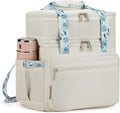 HSHRISH Lunch Box for Women, Double Deck Expandable Insulated Large Lunch Bag Women Leakproof Lightweight Lunch Cooler Bag Durable Lunchbox for Work Outdoor Travel, Beige