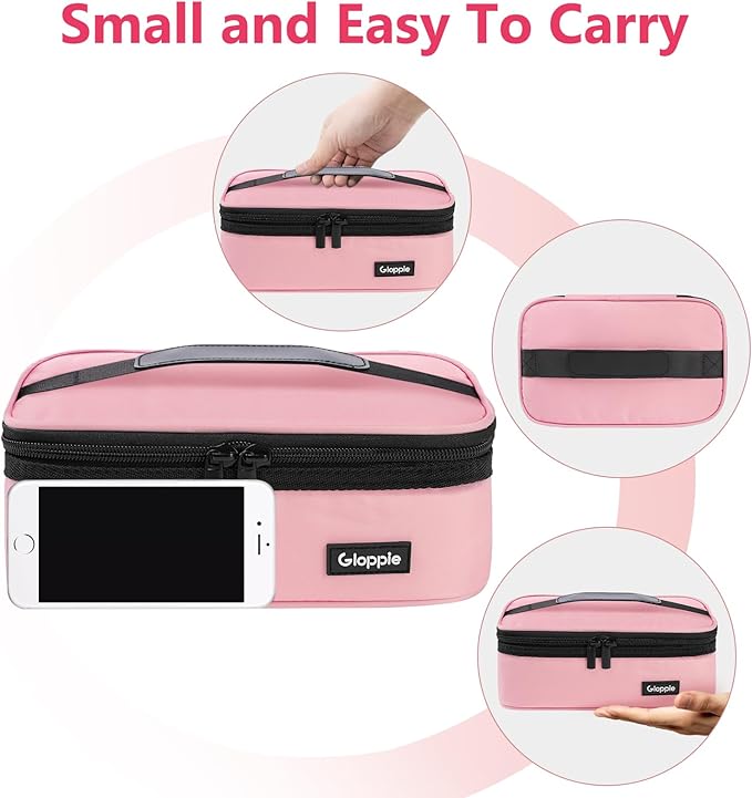 Gloppie Small Lunch Bag - Insulated Lunch Box, Mini Lunchbox Lunch Cooler Bag, Petty Food Containers, Snack Bag, for Adult, Pink