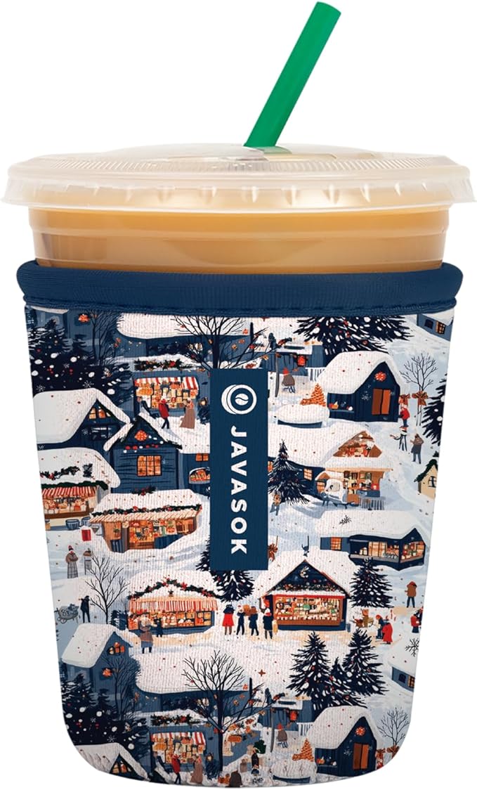 Sok It JavaSok Iced Coffee & Cold Soda Insulated Neoprene Cup Sleeve (Peak Season, Small: 16-20oz)