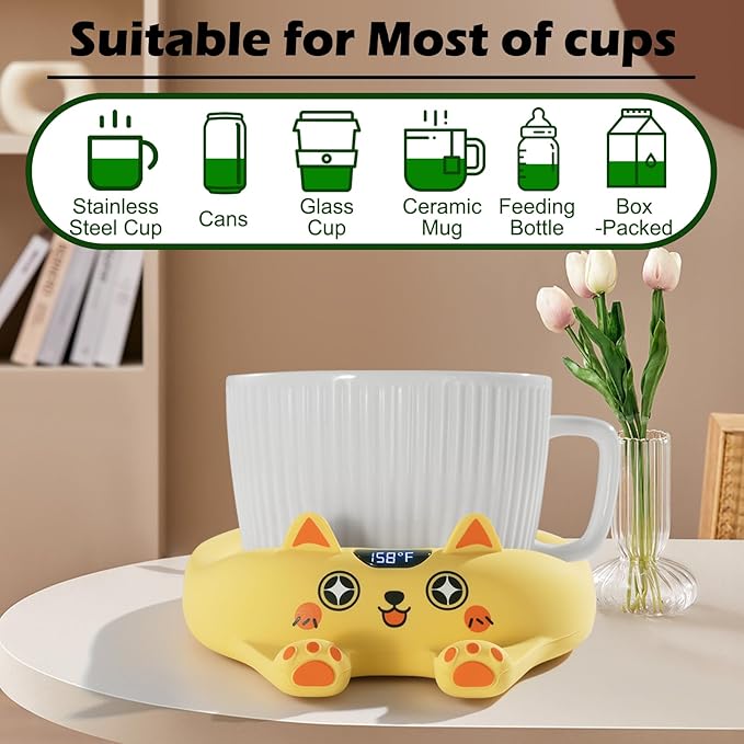 PUSEE Coffee Mug Warmer Auto Shut Off, 3 Temp Coffee Warmer for Desk, Candle Warmer Plate Safely Melt The Candle Releases Scents,Enjoy Your Warm Coffee Tea,Coffee Gifts for Women Men