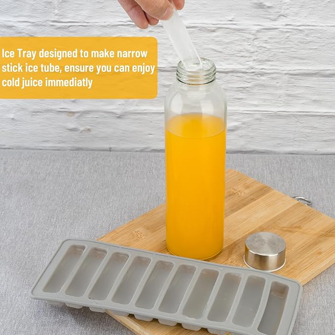 Zukro Glass Water Bottles with Lids 18 oz, 10 Pack Reusable Juice Bottles With Stainless Steel Airtight Cap for Juicing, Leak Proof Clear Drinking Jar Beverage storage container for Fridge, BPA Free