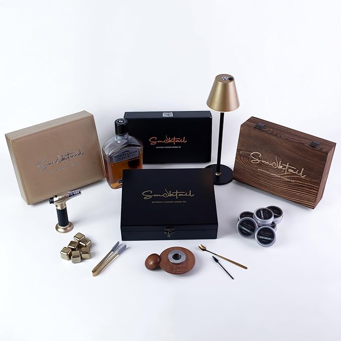 Cocktail Premium Smoker Kit by Smoktail - Premium Bourbon Smoker Kit for Crafting Exquisite Smoky Cocktails for Men and Women - Experience Blend of Bourbon and Smoke (Without Butane)