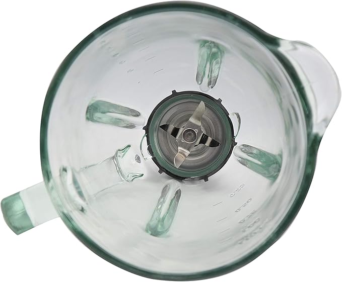 Blendin Complete 6-Piece 48 Ounce Replacement Round Glass Jar Cup Assembly Set With a Jar Base Cap, Blade, Gasket, Round Lid, Center Fill - Compatible with Standard Oster & Osterizer Blenders
