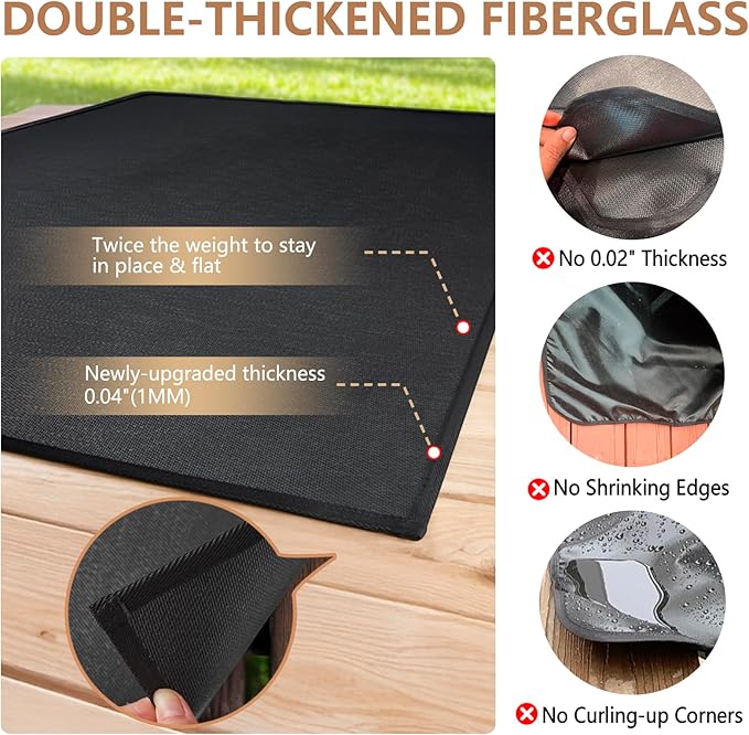 60x40 inch Large Under Grill Mats for Outdoor Grill, Double-Thickened Fireproof Patio Deck Protector Mat, Oil-Proof Waterproof BBQ Mat for Under Grill, Grill Floor Pads Fireplace/Fire Pit Mat
