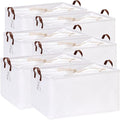 Hinwo 70L Extra Large Storage Bins, 6-Pack Closet Organizers and Storage, Foldable Clothes Storage Baskets with Handles, Containers for Clothing, Blanket, Comforters, Toys, Bedding (White)