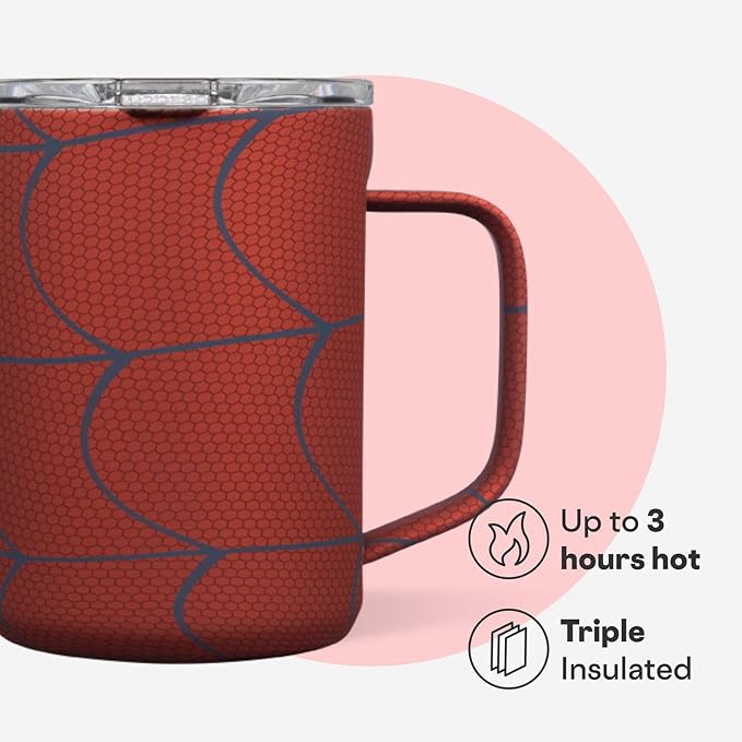 Corkcicle Classic Coffee Mug - Triple Insulated Stainless Steel for Travel - Shatter-Proof Lid - Keeps Drink Hot Over 3 Hours - Holiday Mug Gift - Great for Gifting Warmth - 16 oz - Spider-Man
