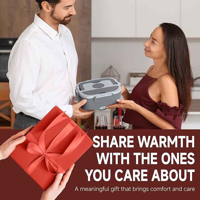 Heated Lunch Box for Men&Women - 80W Electric Lunch Box for Adults with Dual 1.5L 304 Stainless Steel Containers Fast Heating Portable Food Warmer for Car&Truck lonchera eléctrica portátil
