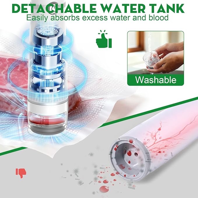 Vacuum Sealer for Food with Visible Water Tank, Handheld Saver Compact Vacuum Sealer Machine with 14 Reusable Vacuum Bags, 6X Preservation & Fresh, Includes Gift Wrapping