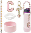 SITKOL Silicone Boot Cute Monogram Set Compatible with Owala Water Bottle 24 oz, 32 oz, 40 oz - Perfect Letter Owala Accessories for Owala Tumbler, Owala Free Sip, Pink Owala, Black Owala