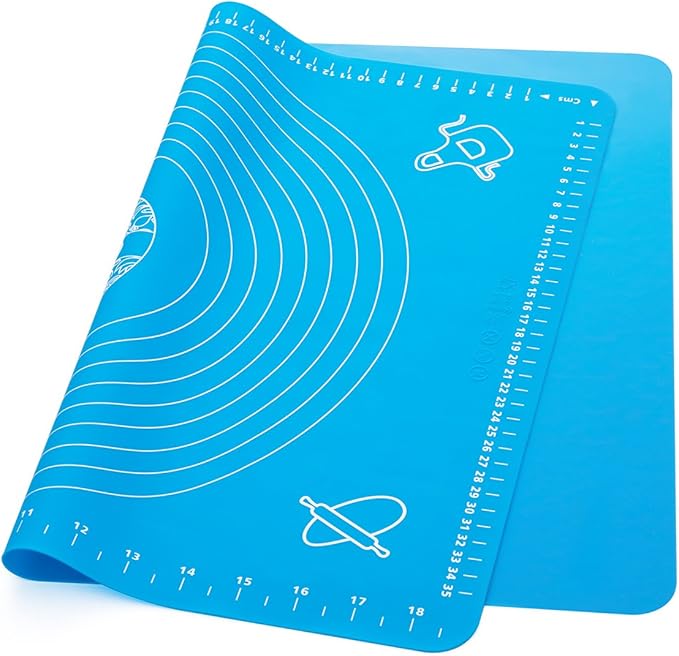 LIMNUO Silicone Baking Mat, Extra Thick Large Non Stick Pastry Mat Sheet for Dough Pie Crust Rolling Mats (Blue, M-16''(W)*20''(L))